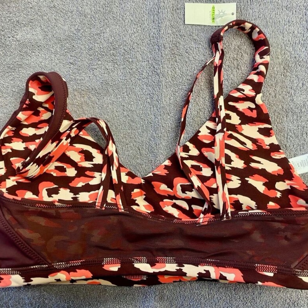 NWT Aerie Goals Plunge Sports Bra - Maplewood - M - Picture 7 of 10